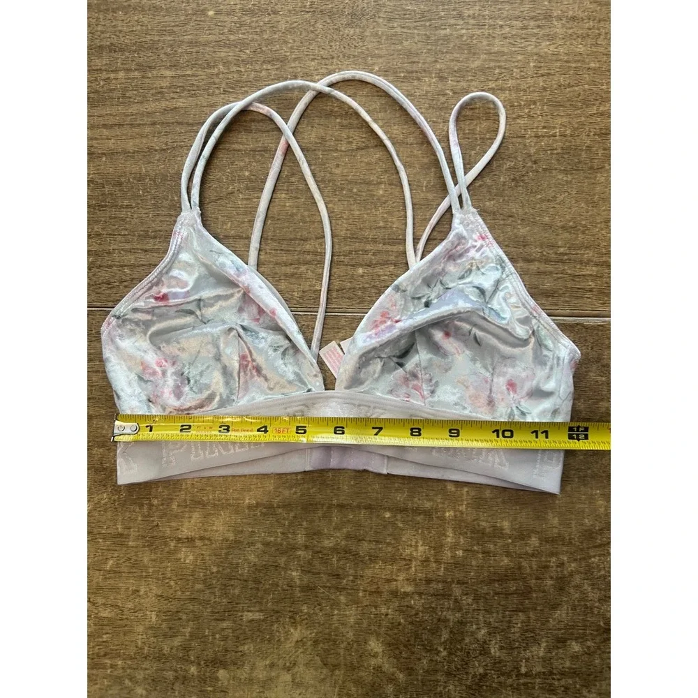 Victoria's Secret‎ PINK Velour Floral Print Unlined Adjustable Bralette SZ SMALL